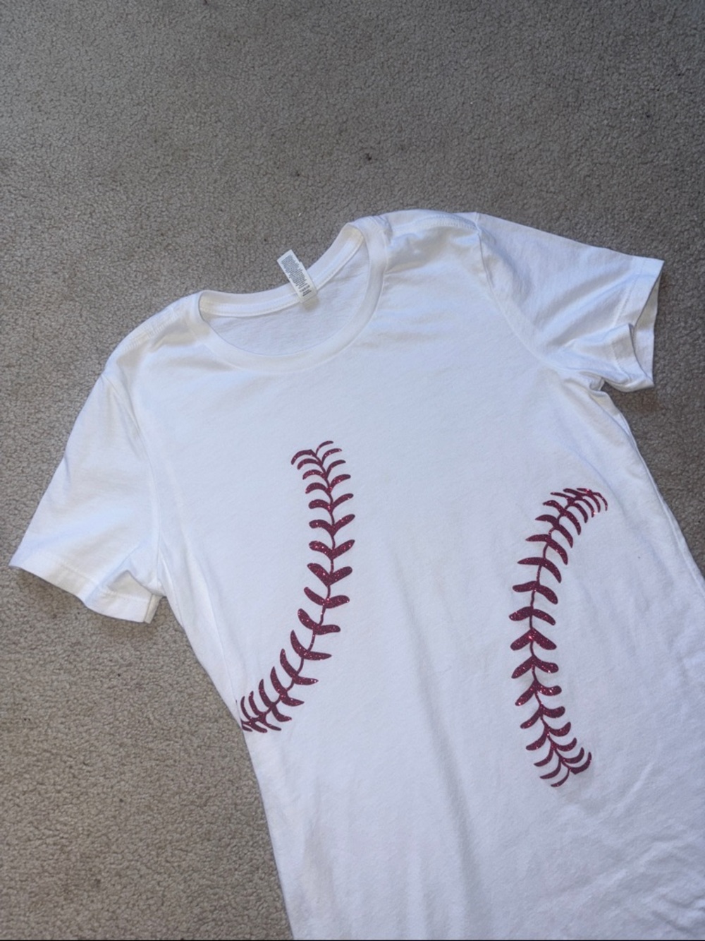 White Women’s Baseball Stitch Graphic Tee